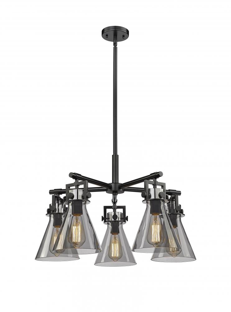 Newton Cone - 5 Light - 26 inch - Matte Black - Chandelier