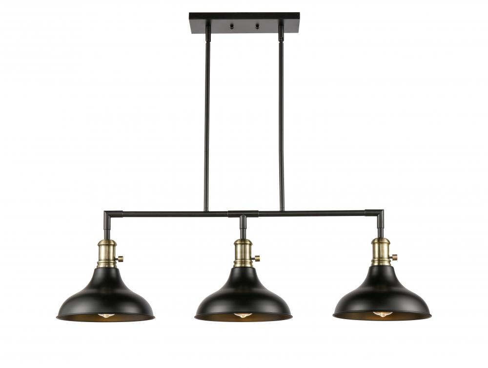 Metro - 3 Light - 38 inch - Black Antique Brass - Cord hung - Island Light