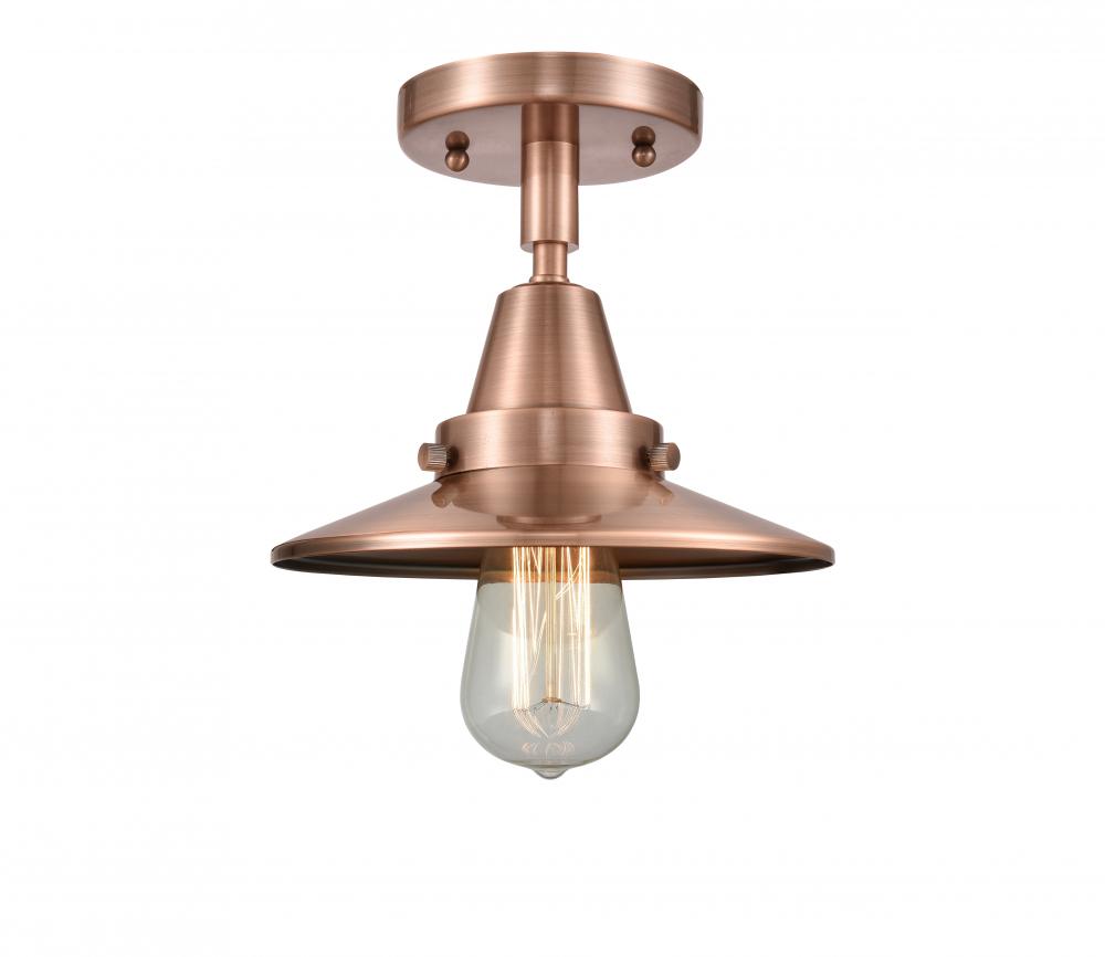 Railroad - 1 Light - 8 inch - Antique Copper - Semi-Flush Mount