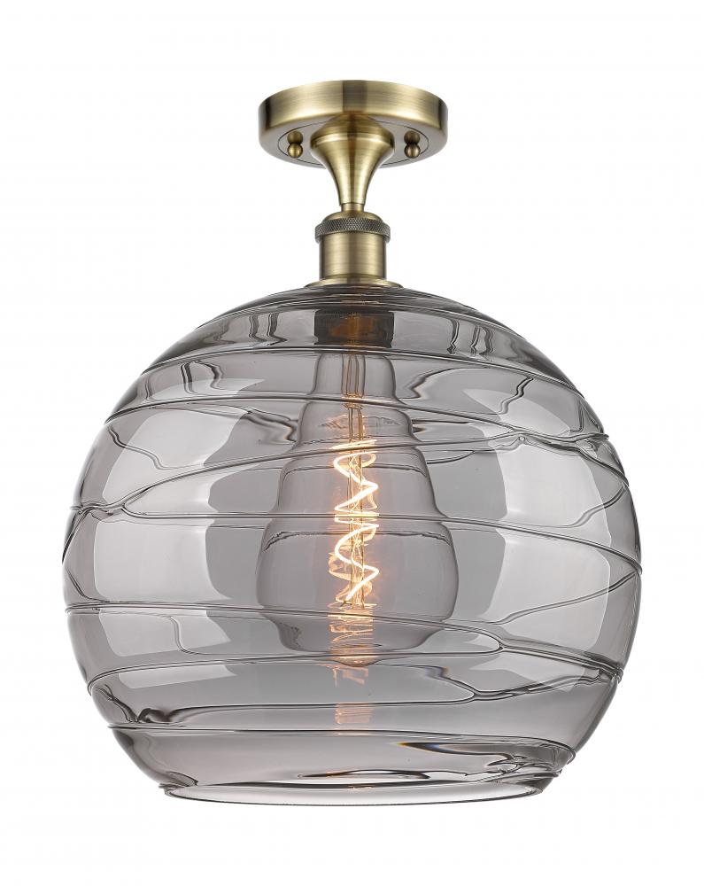 Athens Deco Swirl - 1 Light - 14 inch - Antique Brass - Semi-Flush Mount