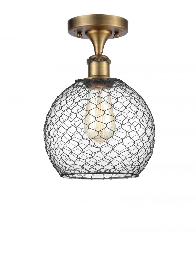 Farmhouse Chicken Wire - 1 Light - 8 inch - Brushed Brass - Semi-Flush Mount