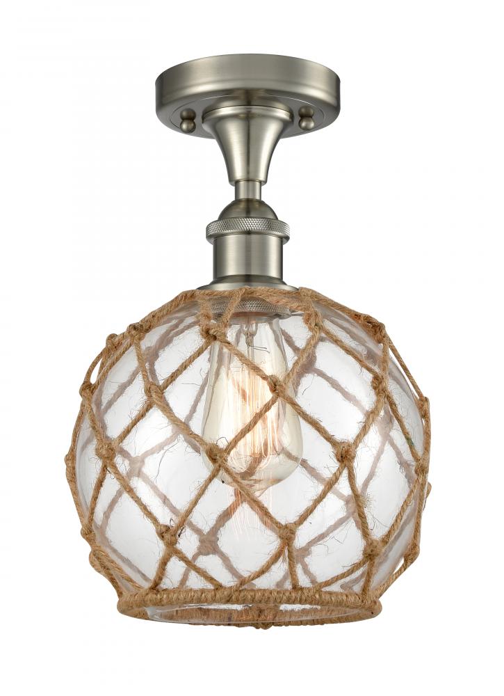 Farmhouse Rope - 1 Light - 8 inch - Brushed Satin Nickel - Semi-Flush Mount