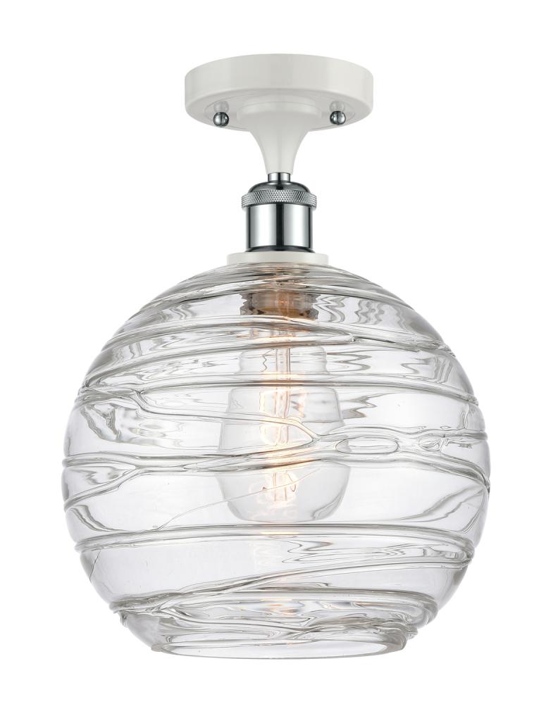 Athens Deco Swirl - 1 Light - 10 inch - White Polished Chrome - Semi-Flush Mount