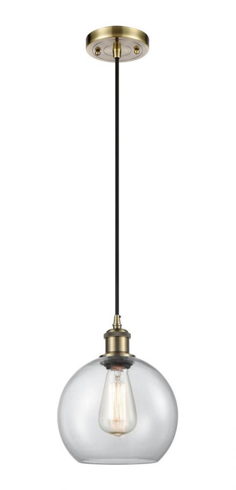 Athens - 1 Light - 8 inch - Antique Brass - Cord hung - Mini Pendant