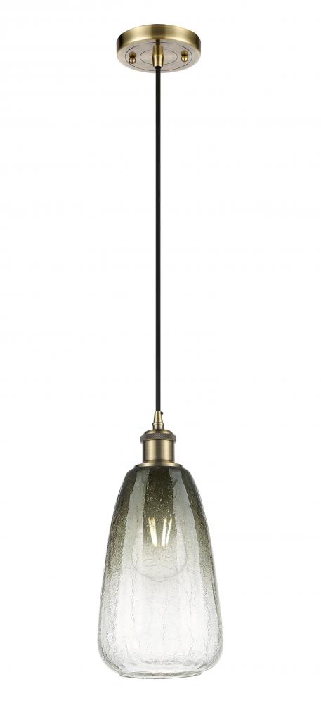 Brookhaven Almond - 1 Light - 6 inch - Antique Brass - Cord hung - Mini Pendant