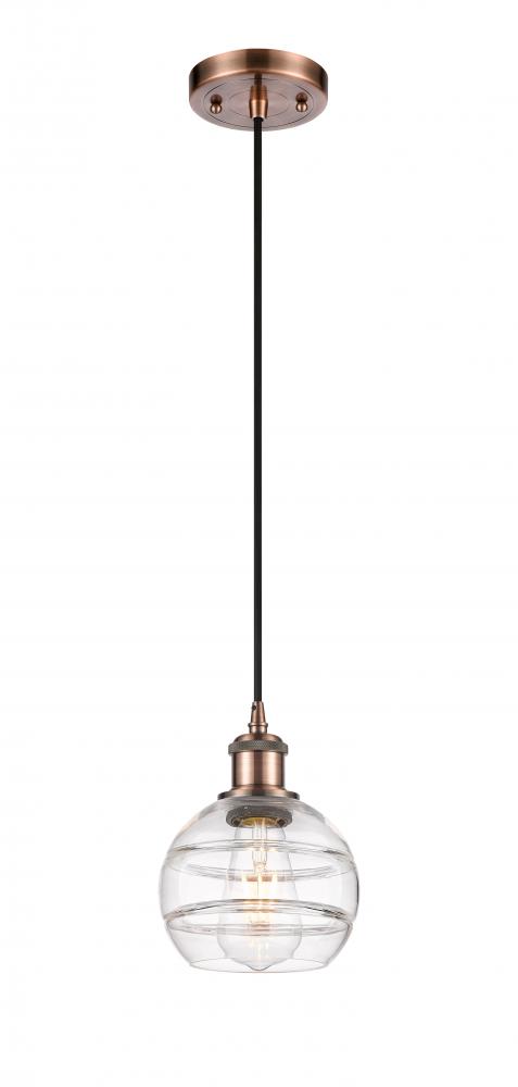 Rochester - 1 Light - 6 inch - Antique Copper - Cord hung - Mini Pendant