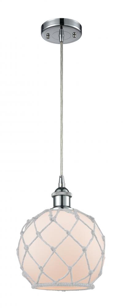 Farmhouse Rope - 1 Light - 8 inch - Polished Chrome - Cord hung - Mini Pendant