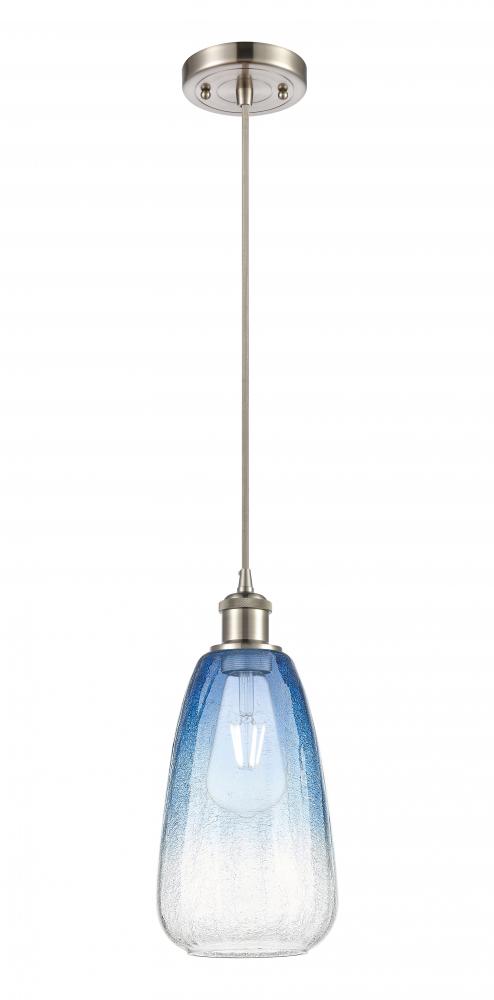 Brookhaven Almond - 1 Light - 6 inch - Brushed Satin Nickel - Cord hung - Mini Pendant
