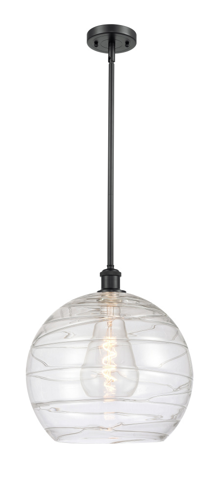Athens Deco Swirl - 1 Light - 14 inch - Matte Black - Stem hung - Mini Pendant