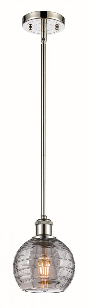 Athens Deco Swirl - 1 Light - 6 inch - Polished Nickel - Mini Pendant