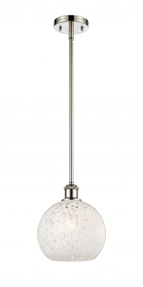 White Mouchette - 1 Light - 8 inch - Polished Nickel - Mini Pendant