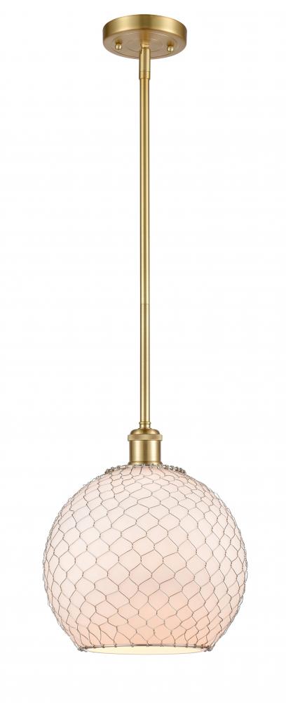 Farmhouse Chicken Wire - 1 Light - 10 inch - Satin Gold - Mini Pendant