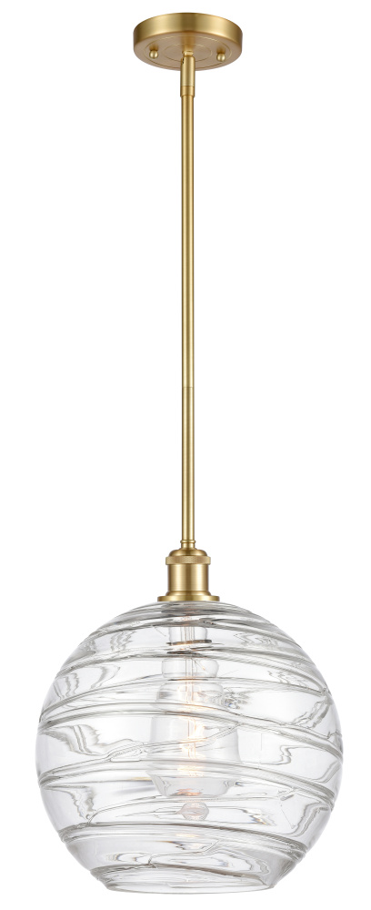 Athens Deco Swirl - 1 Light - 12 inch - Satin Gold - Stem hung - Mini Pendant