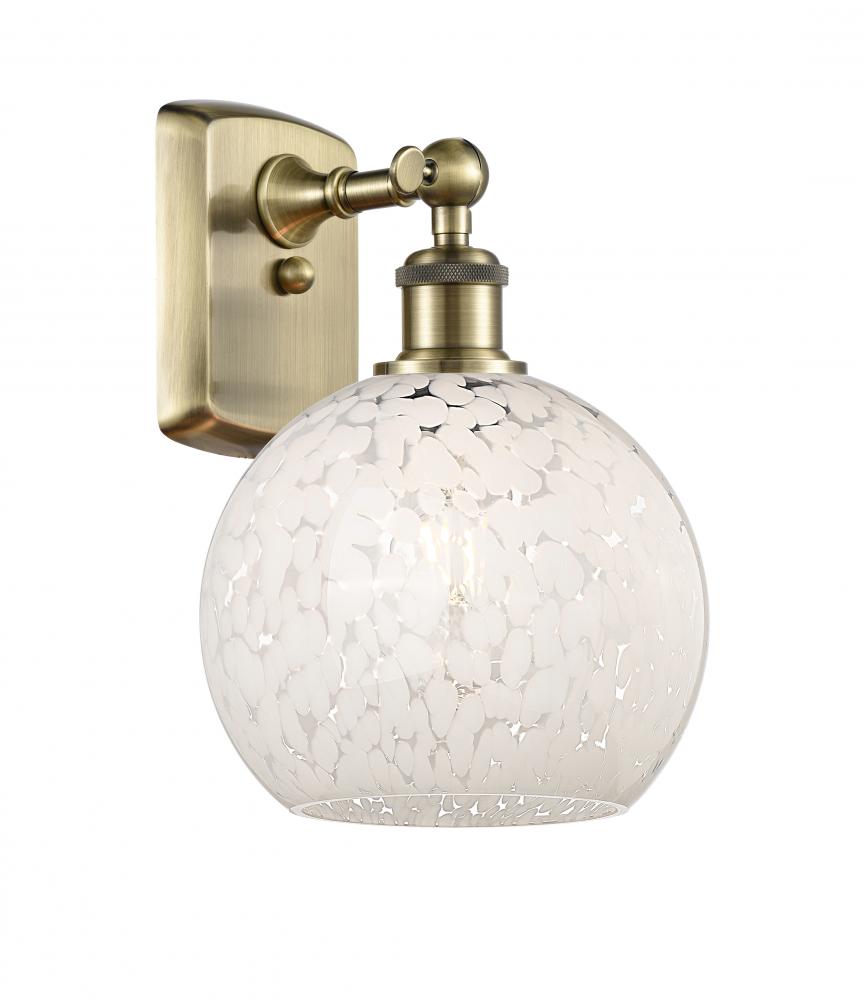 White Mouchette - 1 Light - 8 inch - Antique Brass - Sconce