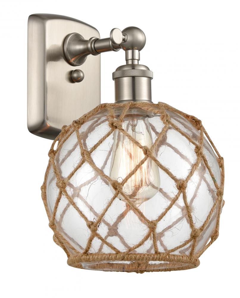 Farmhouse Rope - 1 Light - 8 inch - Brushed Satin Nickel - Sconce