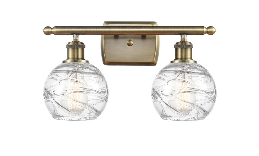 Athens Deco Swirl - 2 Light - 16 inch - Antique Brass - Bath Vanity Light