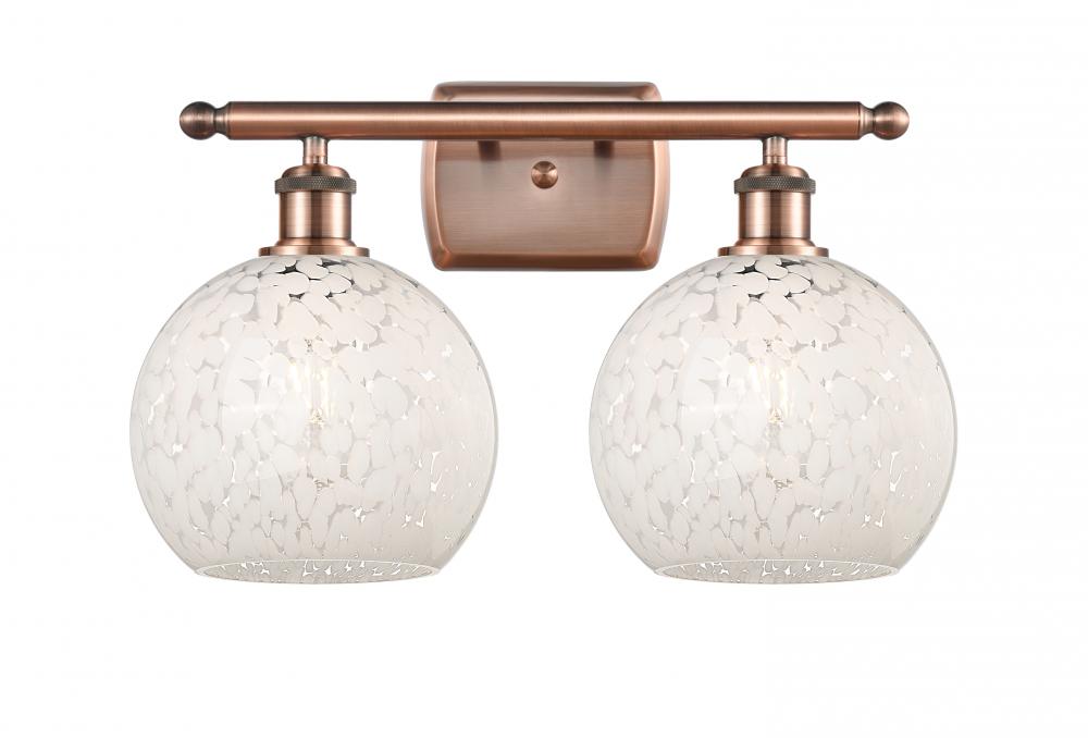 White Mouchette - 2 Light - 18 inch - Antique Copper - Bath Vanity Light