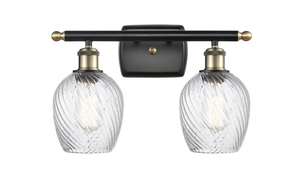 Salina - 2 Light - 16 inch - Black Antique Brass - Bath Vanity Light