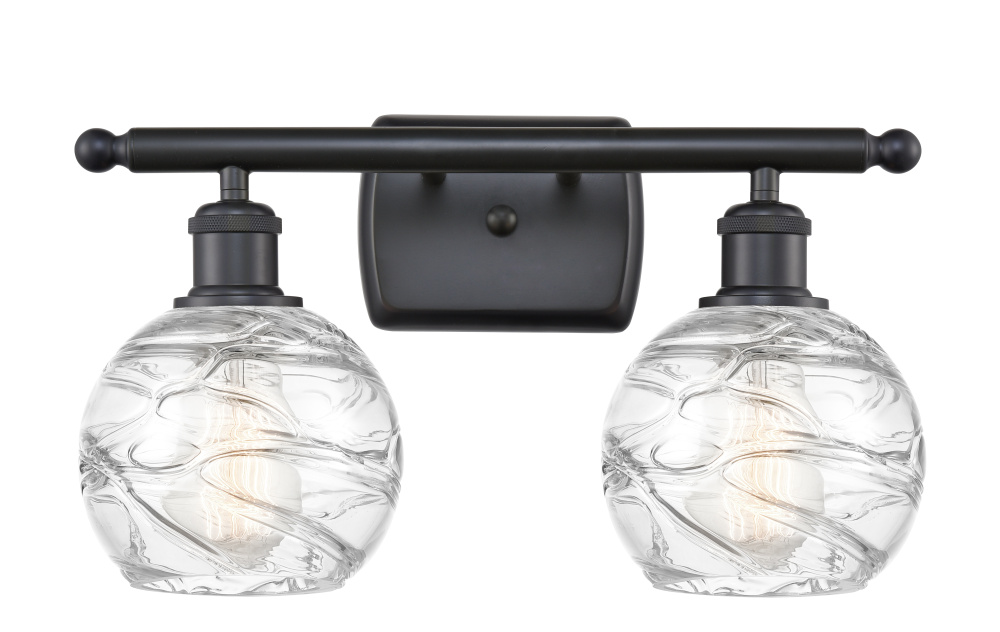 Athens Deco Swirl - 2 Light - 16 inch - Matte Black - Bath Vanity Light