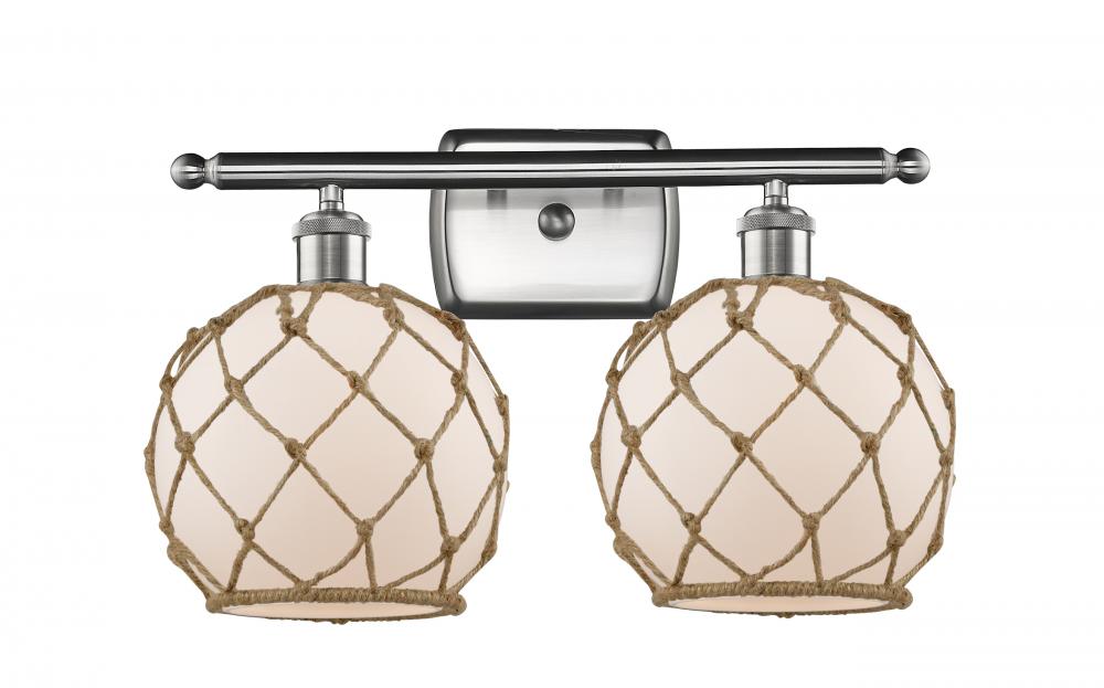 Farmhouse Rope - 2 Light - 18 inch - Brushed Satin Nickel - Bath Vanity Light