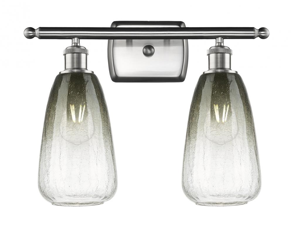 Brookhaven Almond - 2 Light - 16 inch - Brushed Satin Nickel - Bath Vanity Light