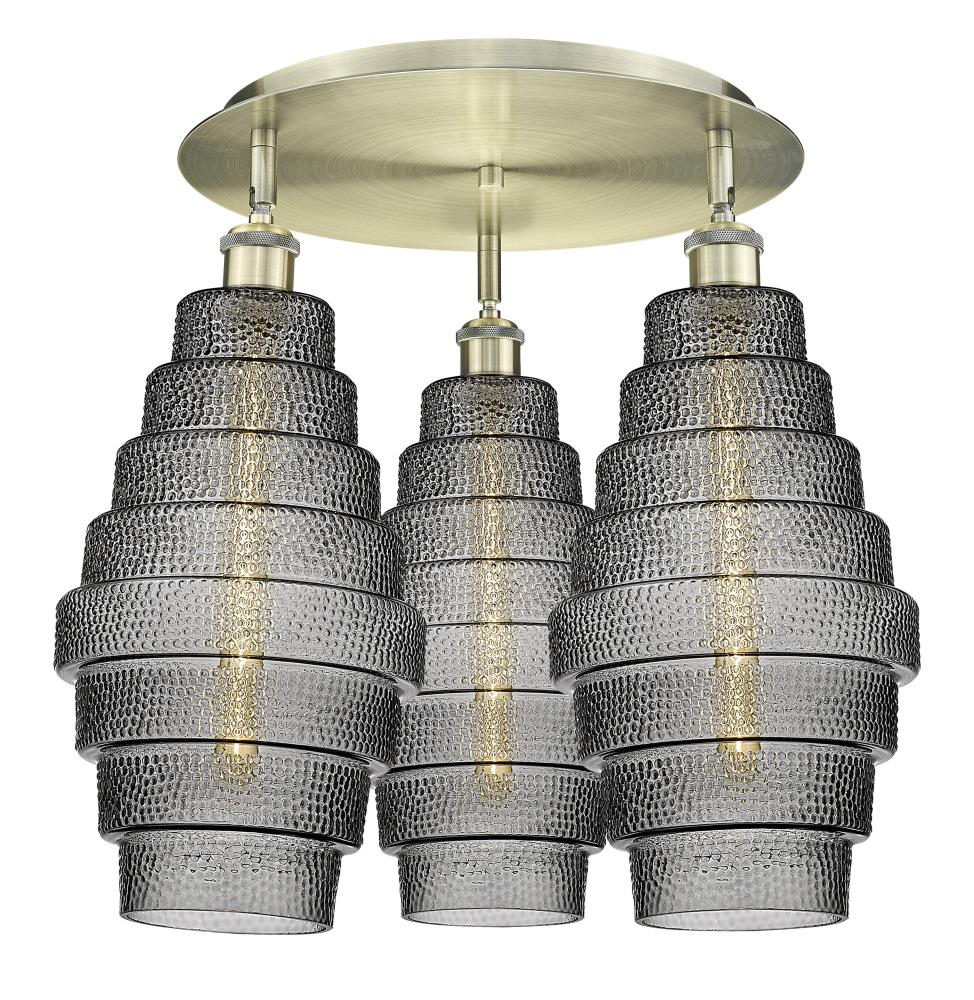 Cascade - 3 Light - 20 inch - Antique Brass - Flush Mount