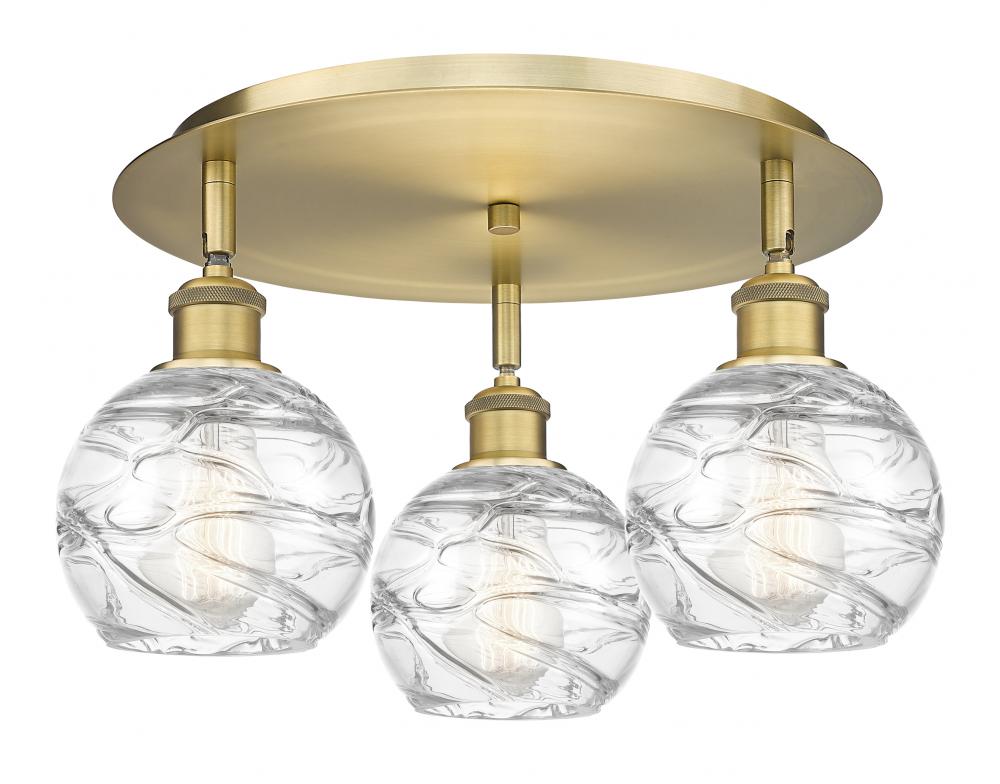 Athens Deco Swirl - 3 Light - 18 inch - Brushed Brass - Flush Mount