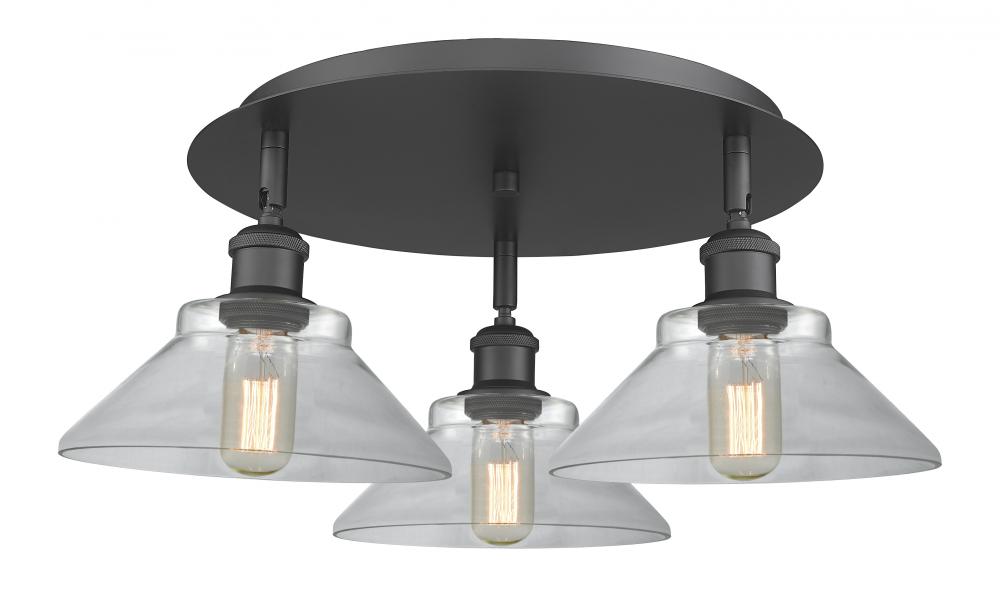 Orwell - 3 Light - 20 inch - Matte Black - Semi-Flush Mount