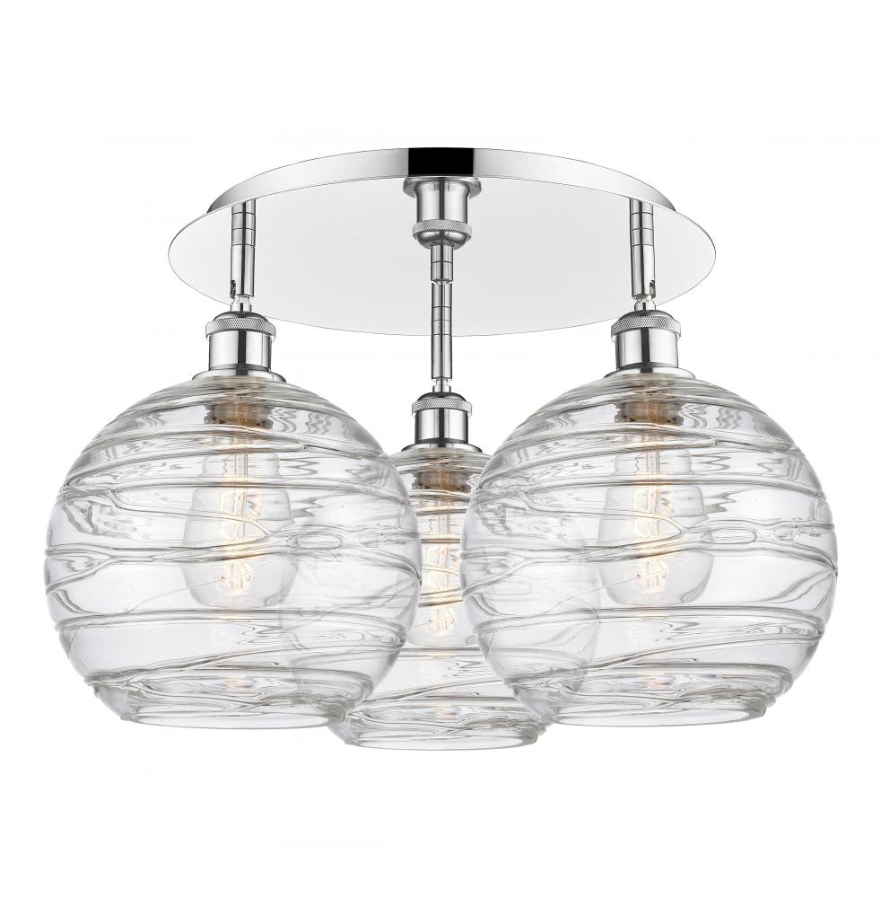 Athens Deco Swirl - 3 Light - 22 inch - Polished Chrome - Flush Mount