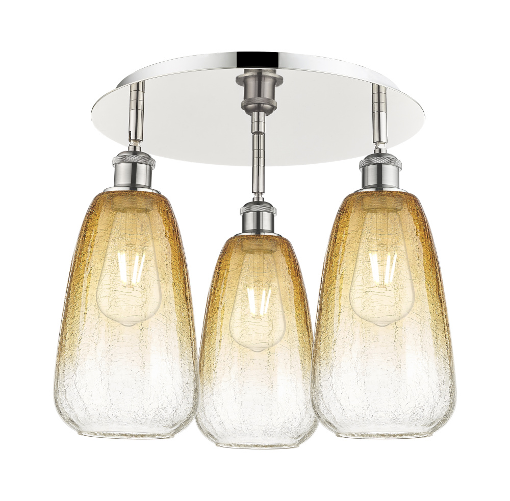 Brookhaven Almond - 3 Light - 18 inch - Polished Nickel - Semi-Flush Mount