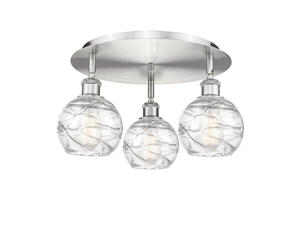 Athens Deco Swirl - 3 Light - 18 inch - Satin Nickel - Semi-Flush Mount