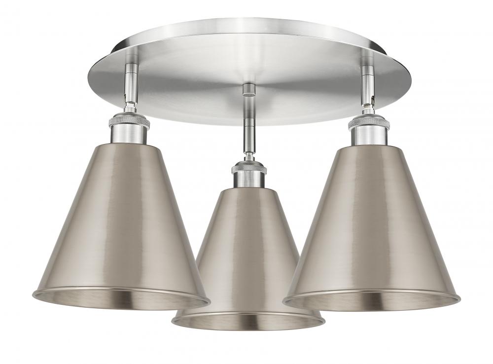 Berkshire - 3 Light - 20 inch - Satin Nickel - Flush Mount