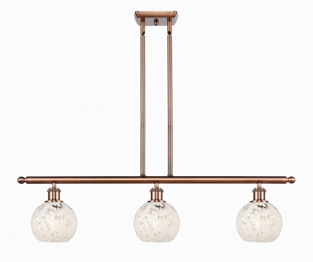 White Mouchette - 3 Light - 36 inch - Antique Copper - Stem Hung - Island Light