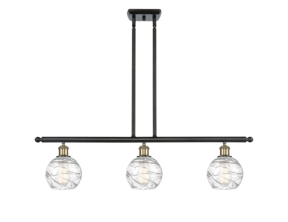 Athens Deco Swirl - 3 Light - 36 inch - Black Antique Brass - Stem Hung - Island Light