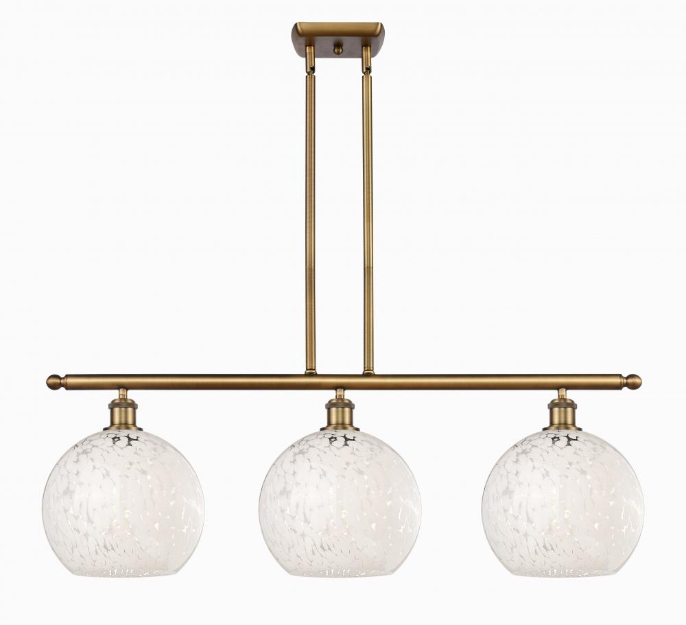 White Mouchette - 3 Light - 37 inch - Brushed Brass - Stem Hung - Island Light