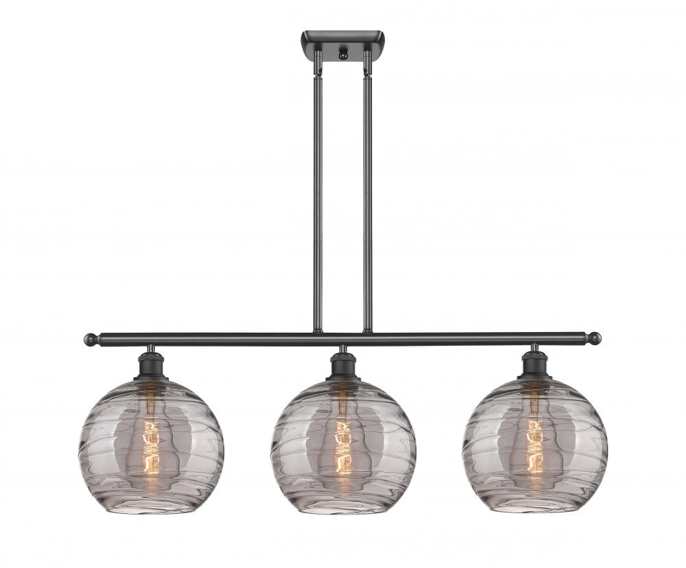 Athens Deco Swirl - 3 Light - 37 inch - Matte Black - Cord hung - Island Light