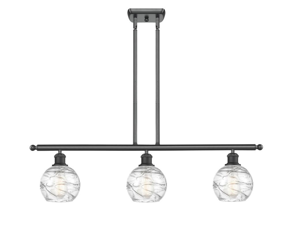 Athens Deco Swirl - 3 Light - 36 inch - Matte Black - Stem Hung - Island Light