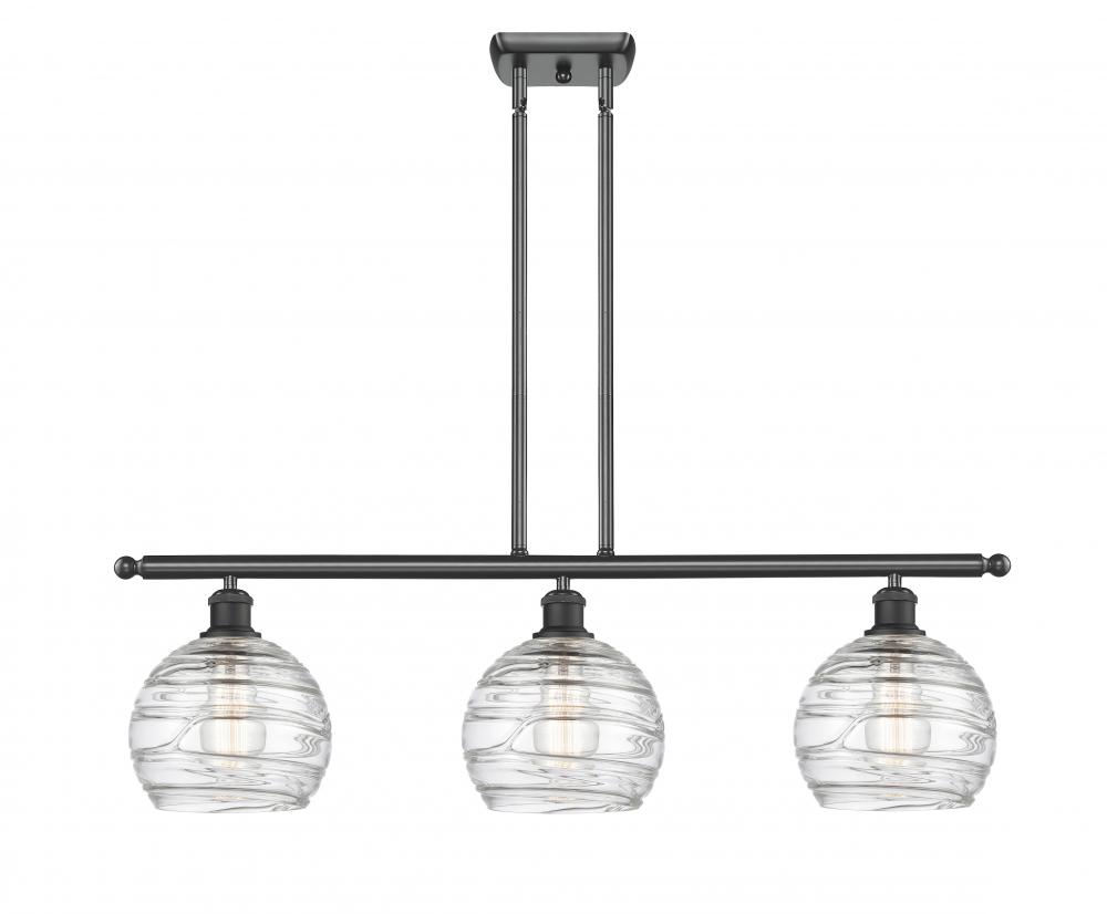 Athens Deco Swirl - 3 Light - 36 inch - Matte Black - Stem hung - Island Light