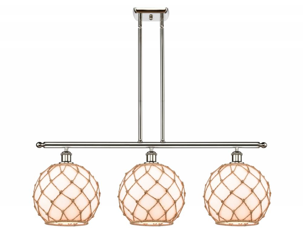 Farmhouse Rope - 3 Light - 37 inch - Polished Nickel - Cord hung - Island Light