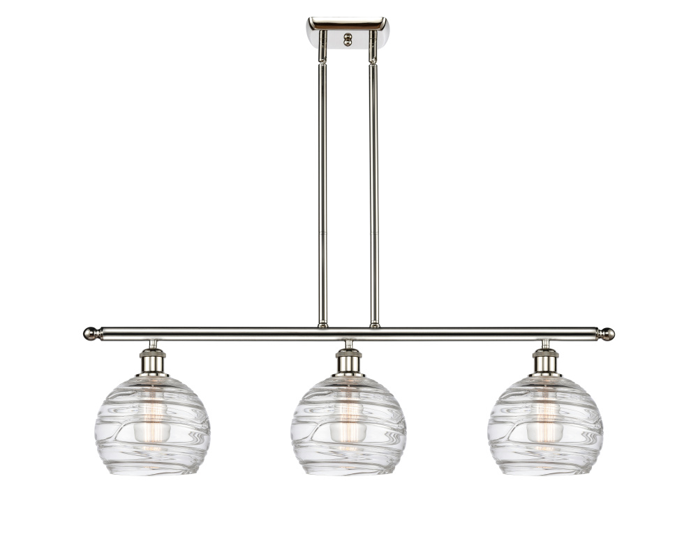 Athens Deco Swirl - 3 Light - 36 inch - Polished Nickel - Stem Hung - Island Light