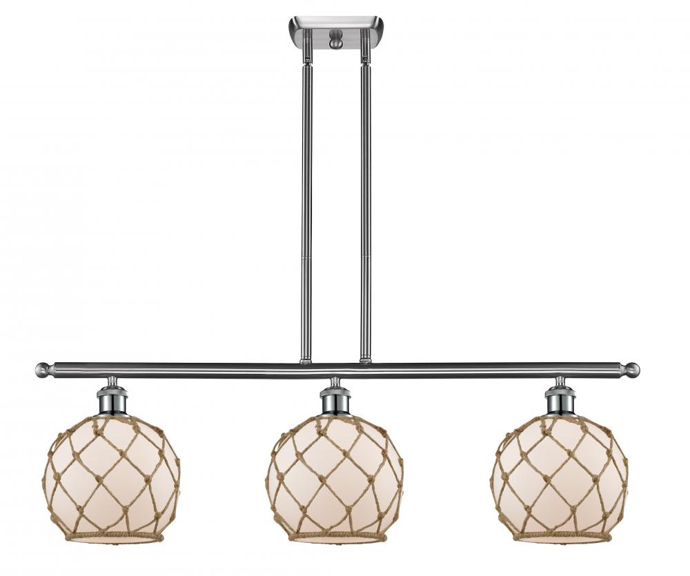 Farmhouse Rope - 3 Light - 36 inch - Brushed Satin Nickel - Cord hung - Island Light