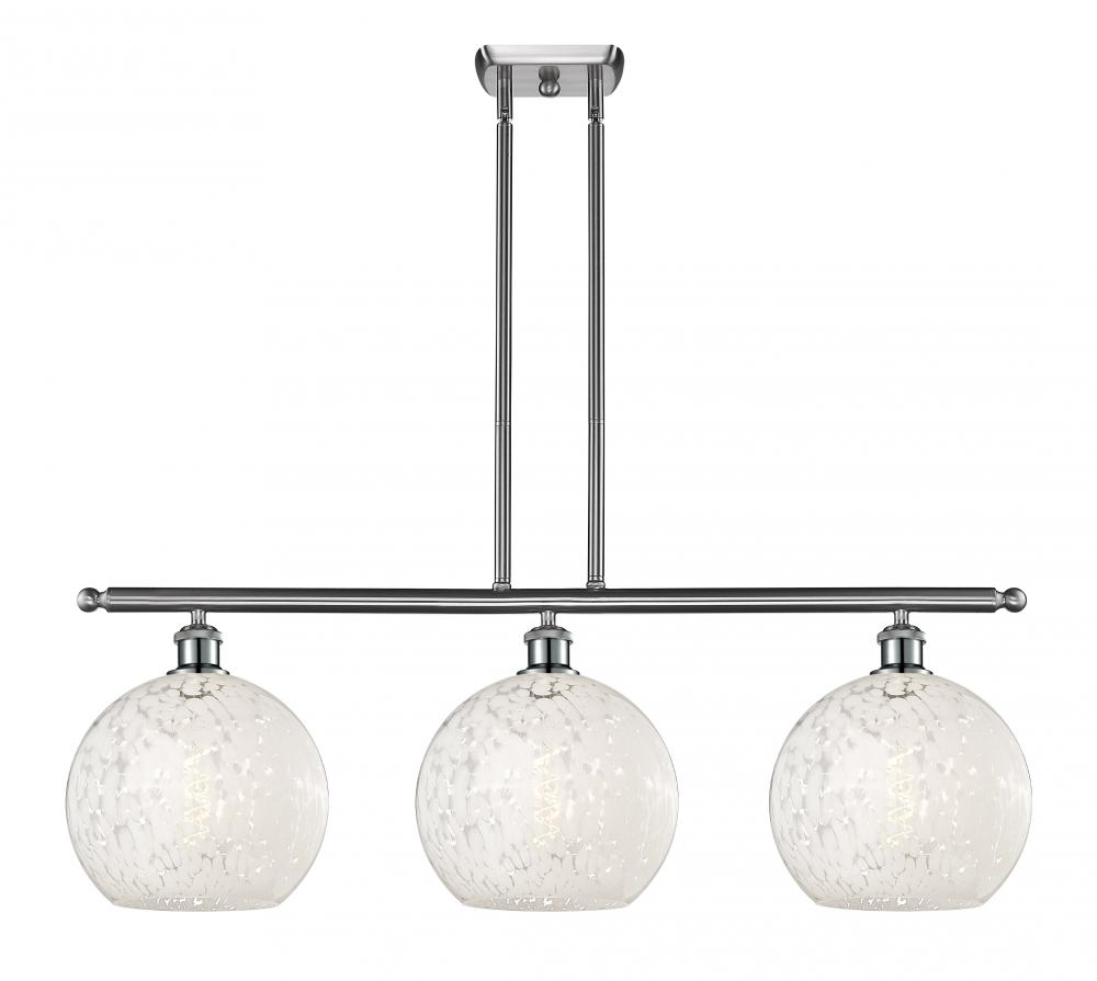 White Mouchette - 3 Light - 37 inch - Brushed Satin Nickel - Stem Hung - Island Light