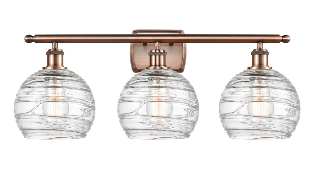 Athens Deco Swirl - 3 Light - 28 inch - Antique Copper - Bath Vanity Light