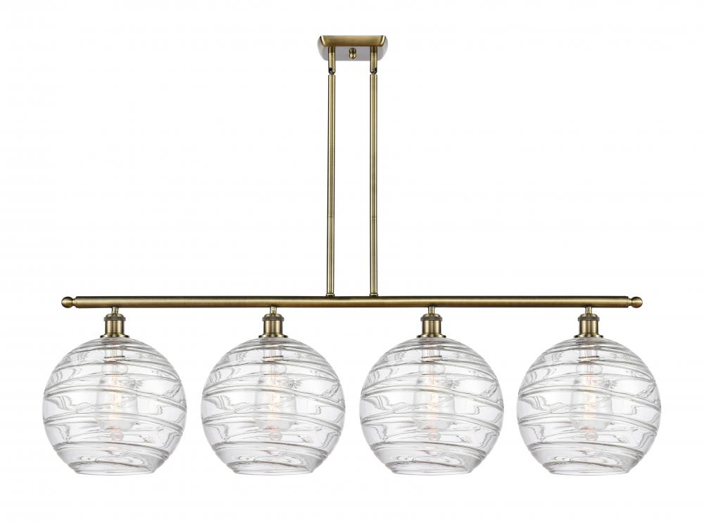 Athens Deco Swirl - 4 Light - 50 inch - Antique Brass - Cord hung - Island Light