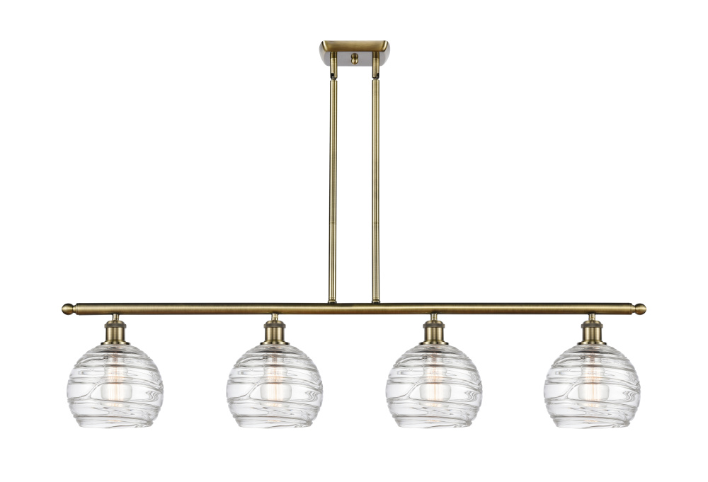 Athens Deco Swirl - 4 Light - 48 inch - Antique Brass - Stem Hung - Island Light