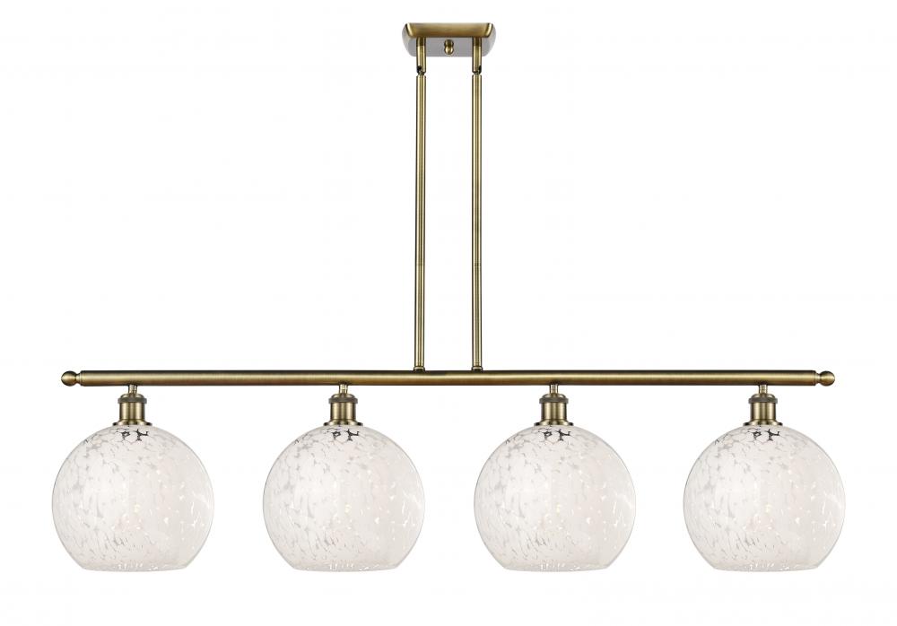 White Mouchette - 4 Light - 48 inch - Antique Brass - Stem Hung - Island Light