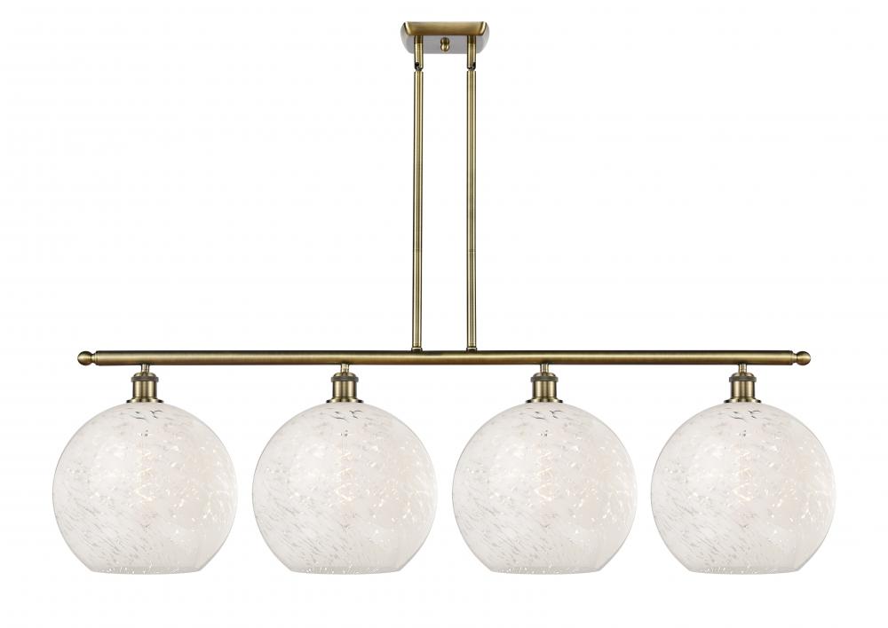 White Mouchette - 4 Light - 50 inch - Antique Brass - Stem Hung - Island Light