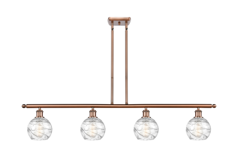 Athens Deco Swirl - 4 Light - 48 inch - Antique Copper - Stem Hung - Island Light