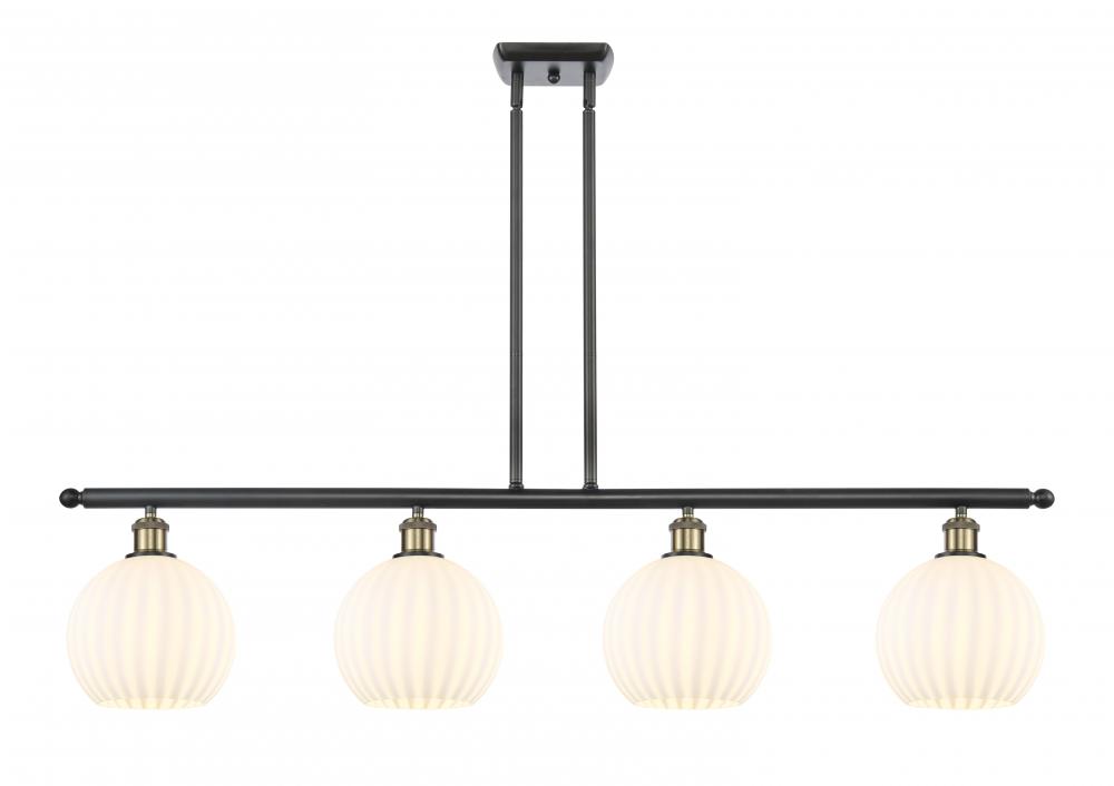 White Venetian - 4 Light - 48 inch - Black Antique Brass - Stem Hung - Island Light