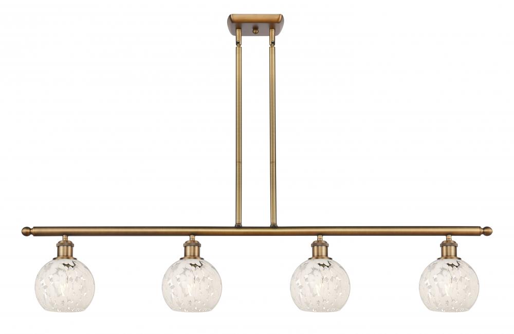 White Mouchette - 4 Light - 48 inch - Brushed Brass - Stem Hung - Island Light